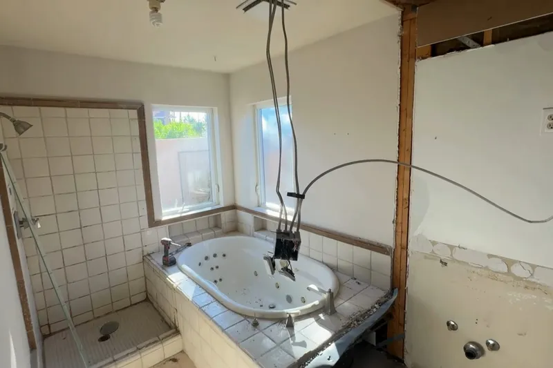 Bathroom plumbing rough-in with shower and tub fixtures for Jerome