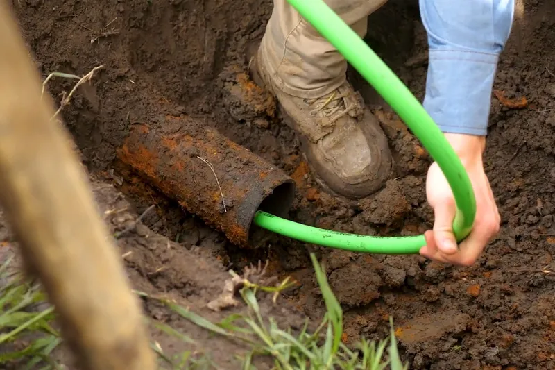 Corroded cast iron pipe section with rust buildup for Sewer Line Replacement
