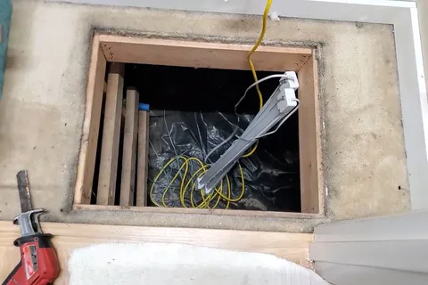 Drain cleanout and pipe connection being cleared for Why a drain keeps clogging