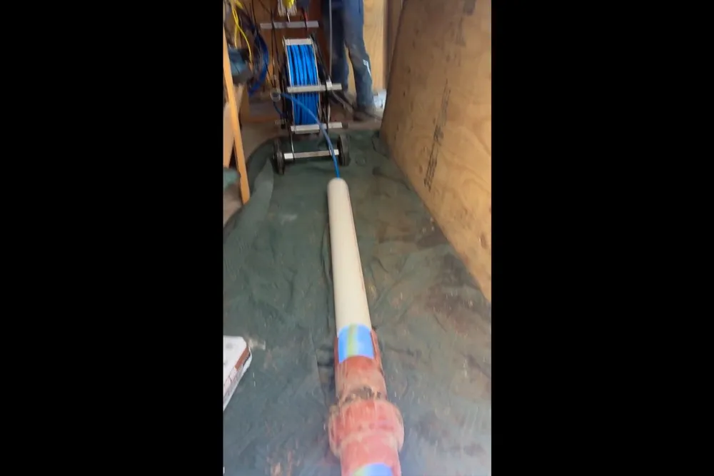 Exposed water service line with repair fittings installed for Prescott Valley plumber on a winter service call