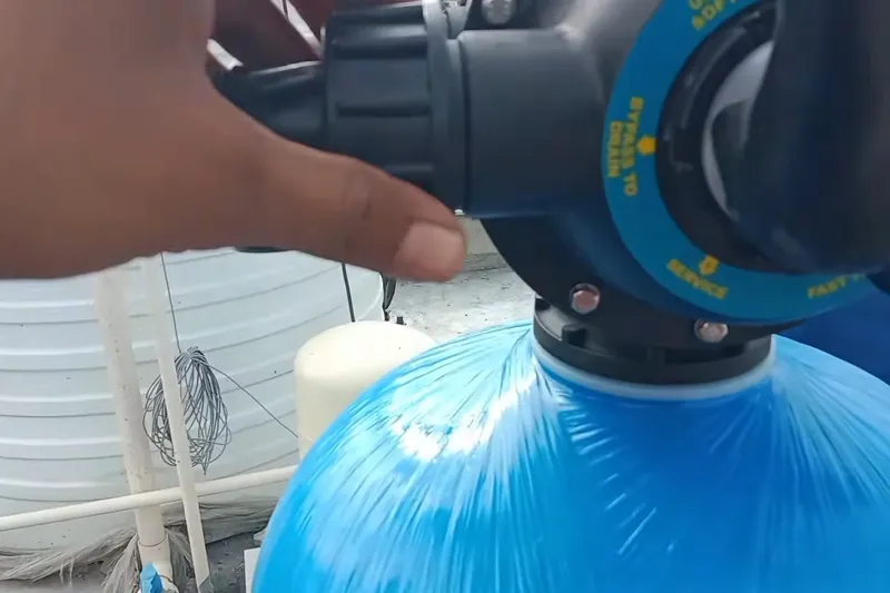 Residential water softener system with tank and plumbing connections for Pronghorn Ranch
