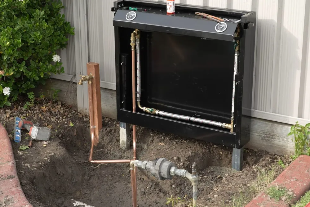 Water filtration system with filter housing and supply lines for Hard-water scale on a faucet